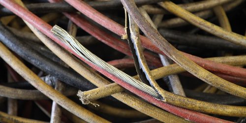 This Tin Coated Copper Cable is in the #2 Insulated Wire Category. At first glance it may look like Aluminum but it is actually Tin Coated Copper Cable. The Copper Content of this wire is considered to be 70%.